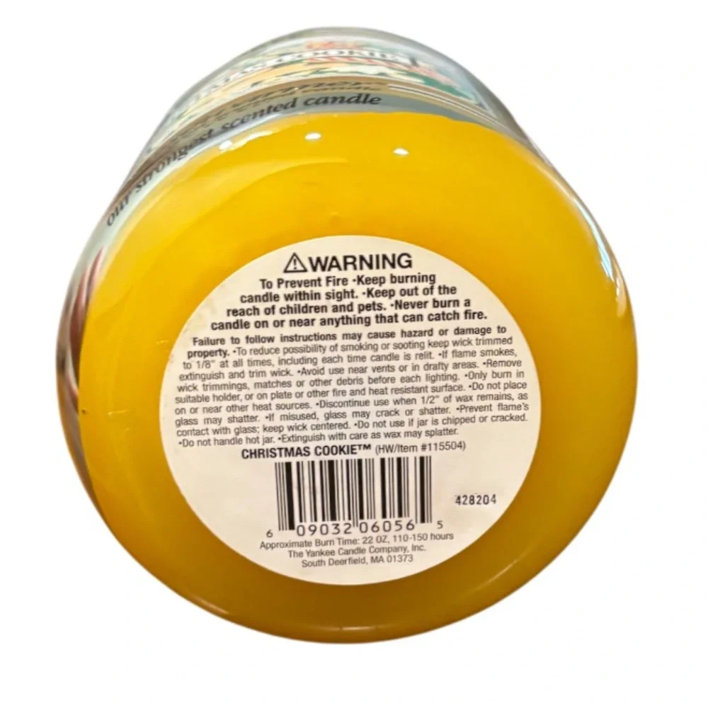 Yankee Candle Jar Christmas Cookie Rare Vintage Black Band Cream Yellow 22 Oz